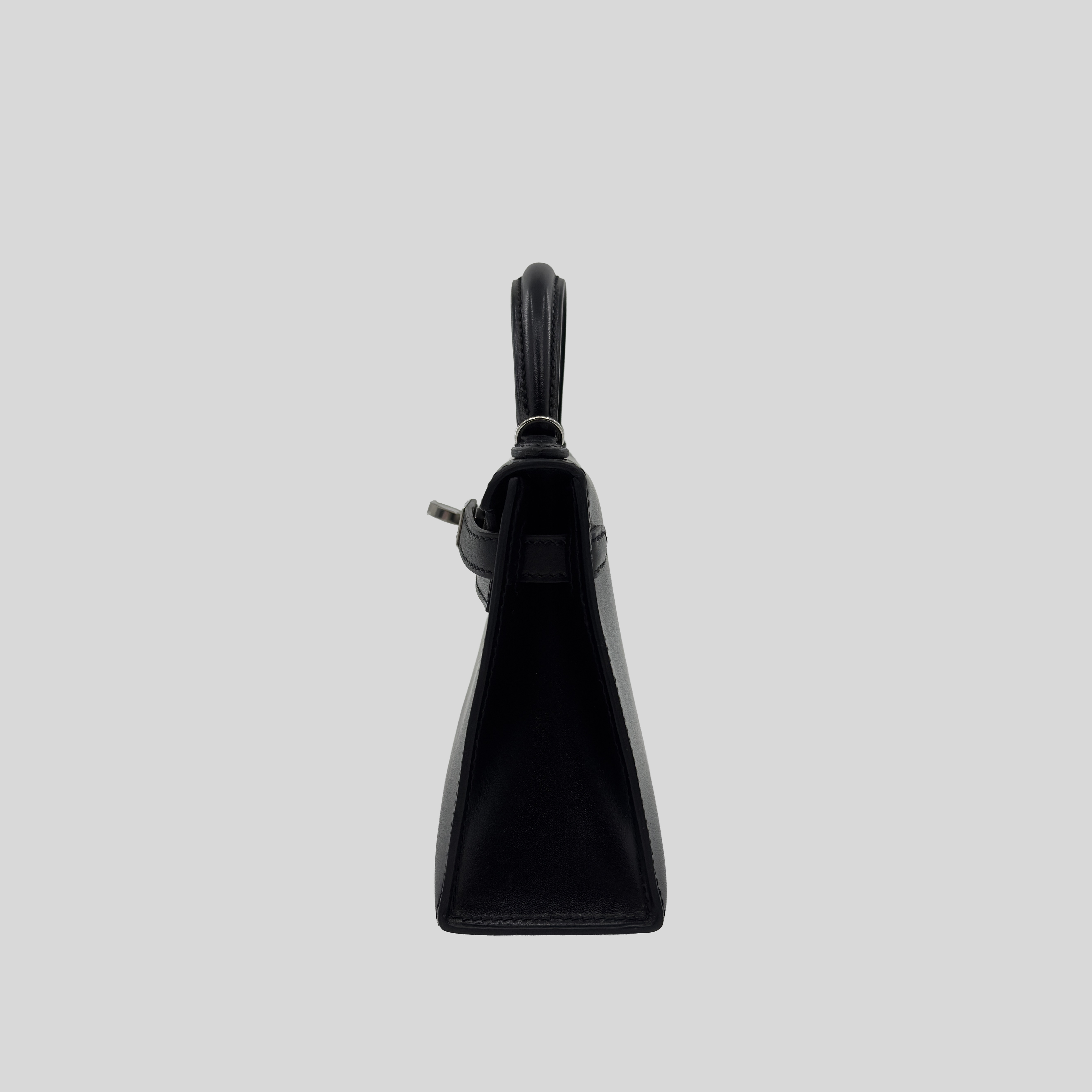 Hermès Mini Kelly Noir (Black) Box Leather Palladium Hardware