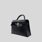Hermès Mini Kelly Noir (Black) Box Leather Palladium Hardware