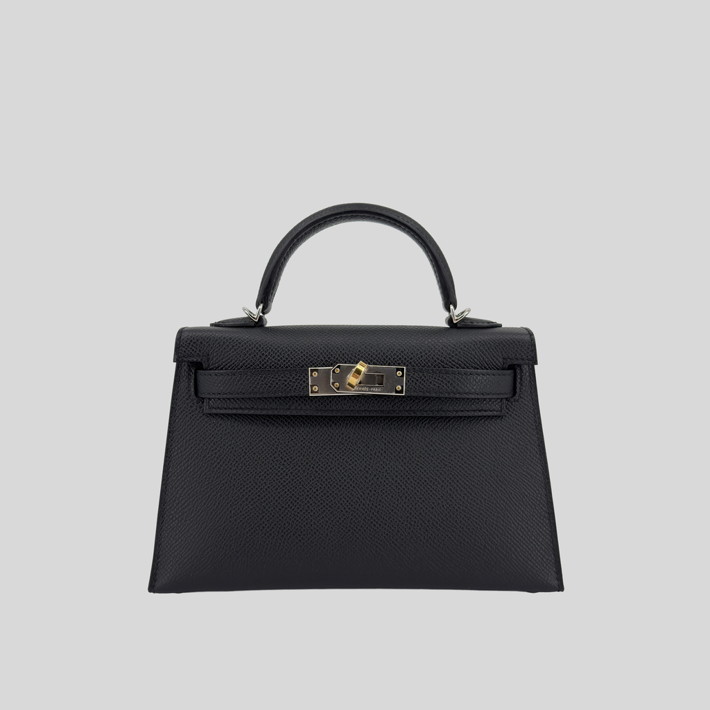 Hermès Mini Kelly Black Epsom Electrum Hardware