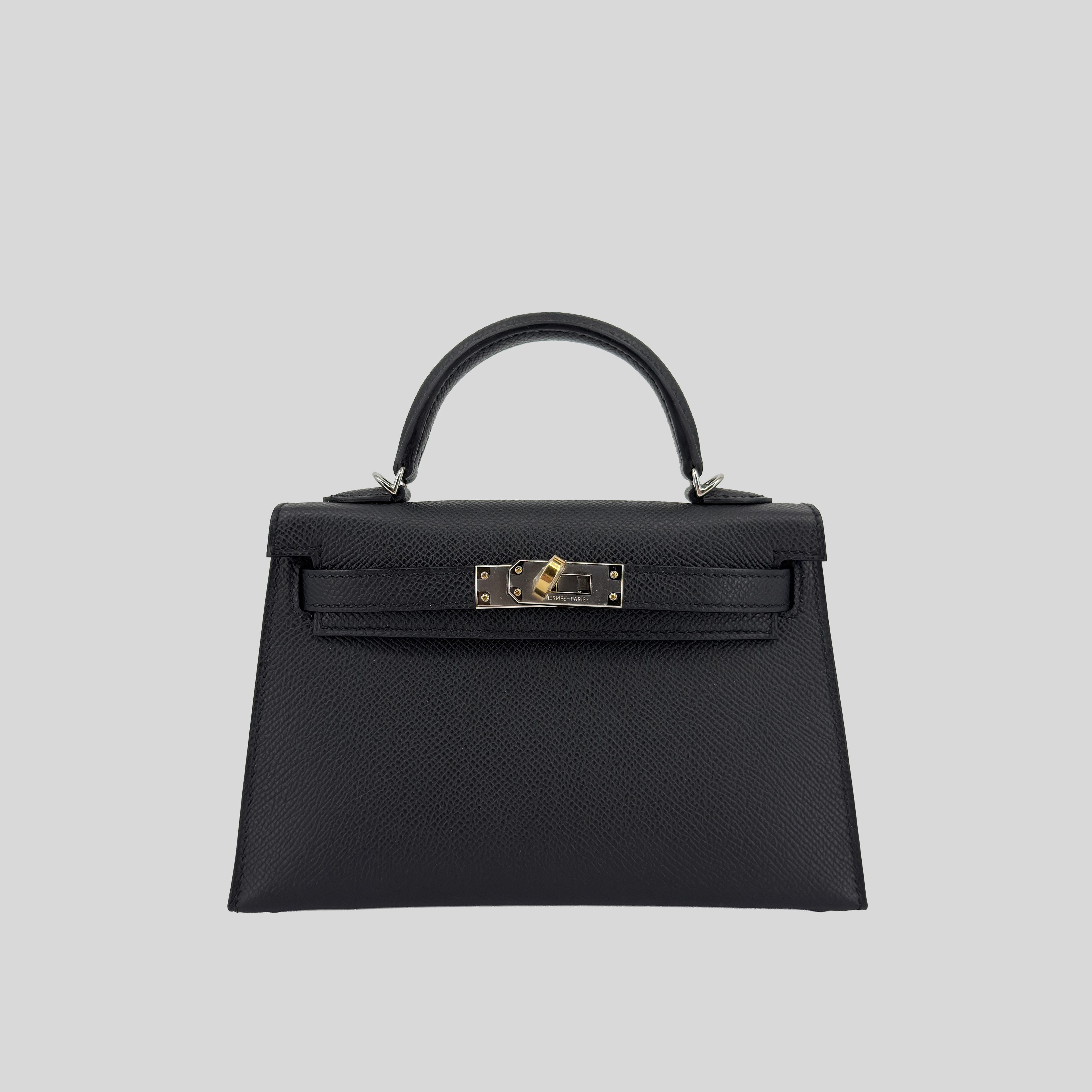 Hermès Mini Kelly Black Epsom Electrum Hardware