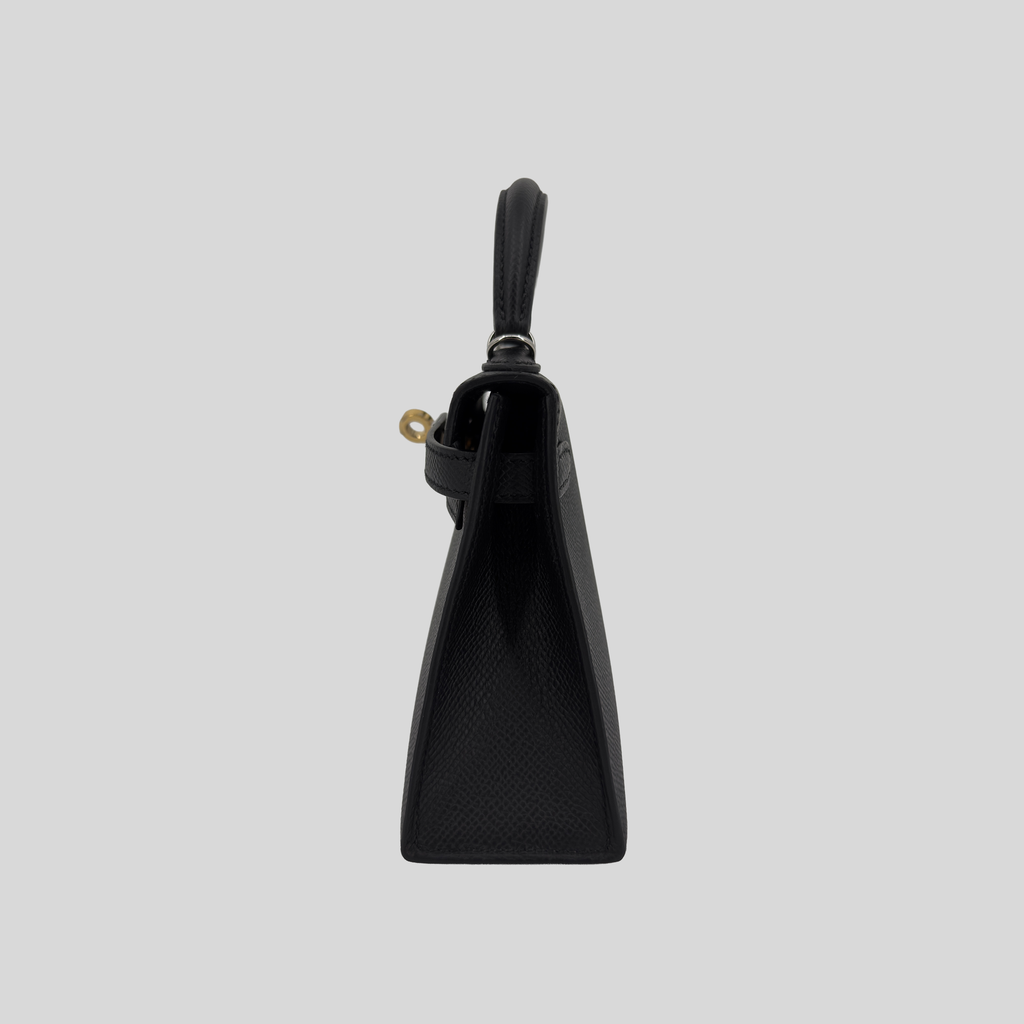 Hermès Mini Kelly Black Epsom Electrum Hardware