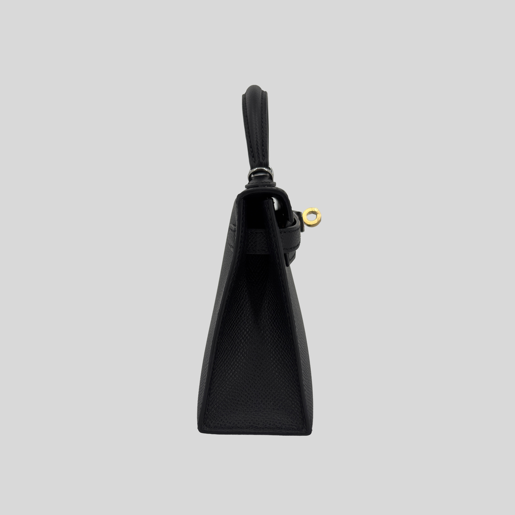 Hermès Mini Kelly Black Epsom Electrum Hardware