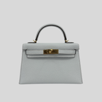 Hermès Mini Kelly Bleu Brume Chèvre Gold Hardware