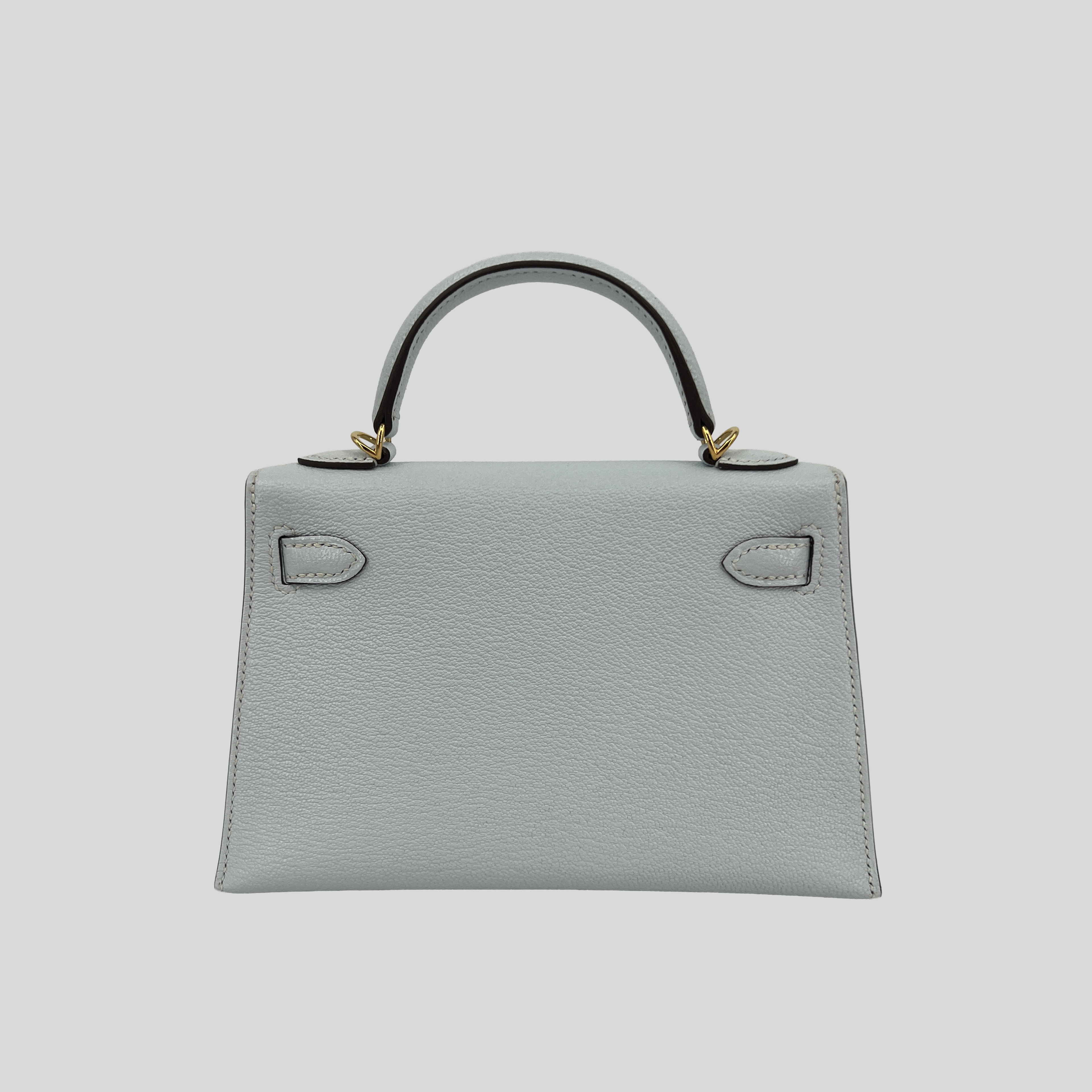 Hermès Mini Kelly Bleu Brume Chèvre Gold Hardware