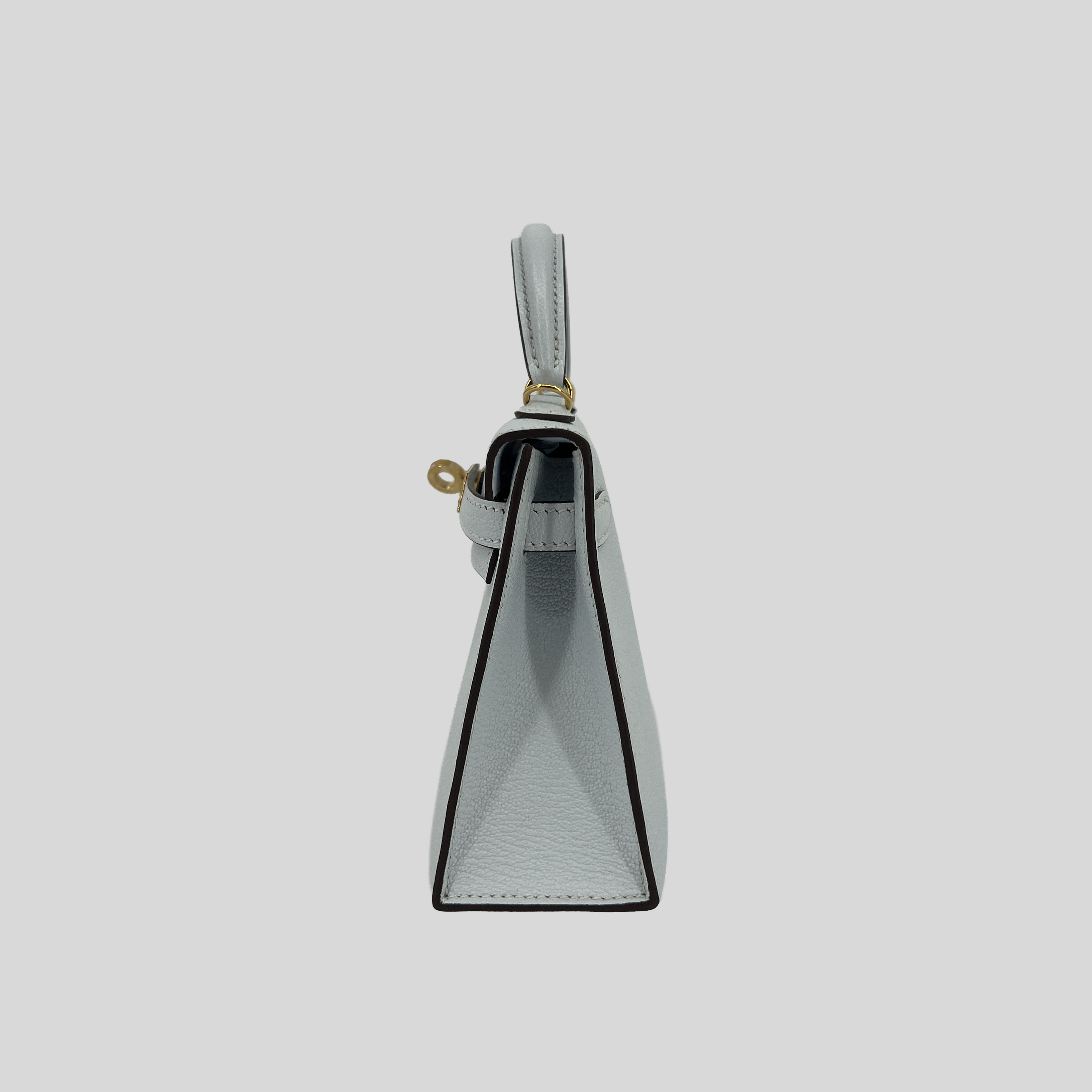 Hermès Mini Kelly Bleu Brume Chèvre Gold Hardware