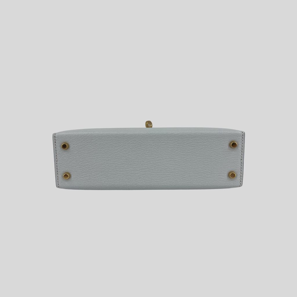 Hermès Mini Kelly Bleu Brume Chèvre Gold Hardware
