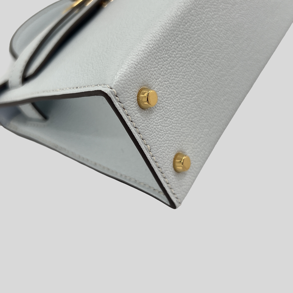 Hermès Mini Kelly Bleu Brume Chèvre Gold Hardware