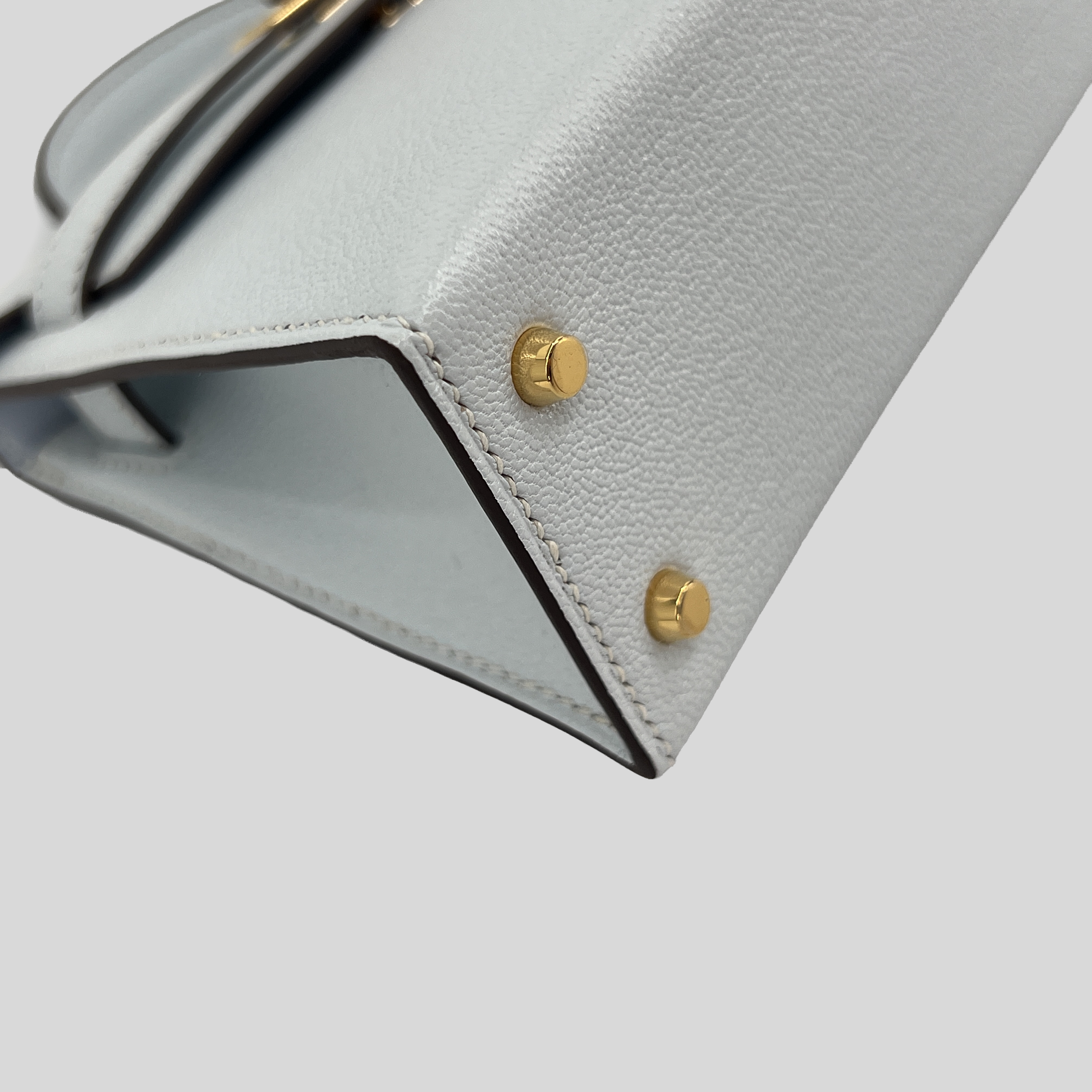 Hermès Mini Kelly Bleu Brume Chèvre Gold Hardware