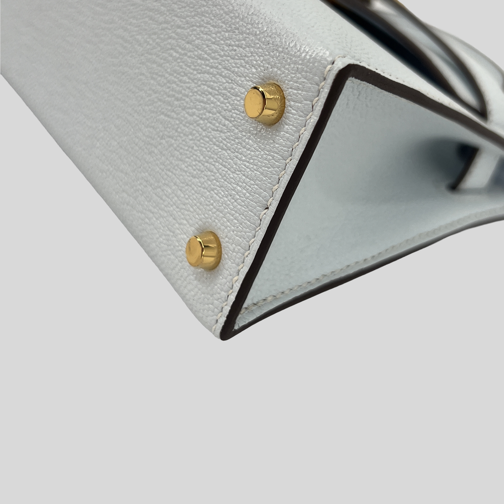 Hermès Mini Kelly Bleu Brume Chèvre Gold Hardware