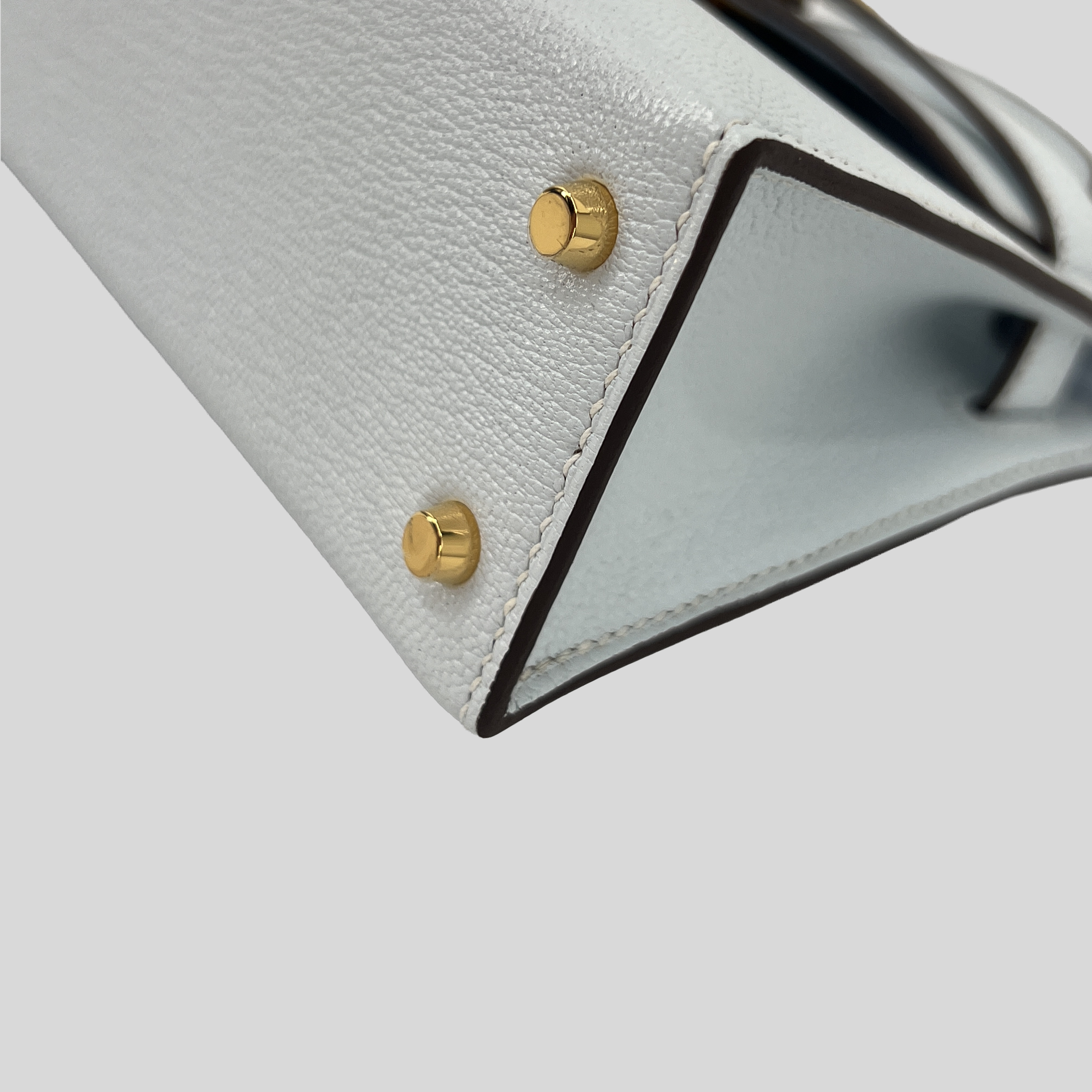 Hermès Mini Kelly Bleu Brume Chèvre Gold Hardware