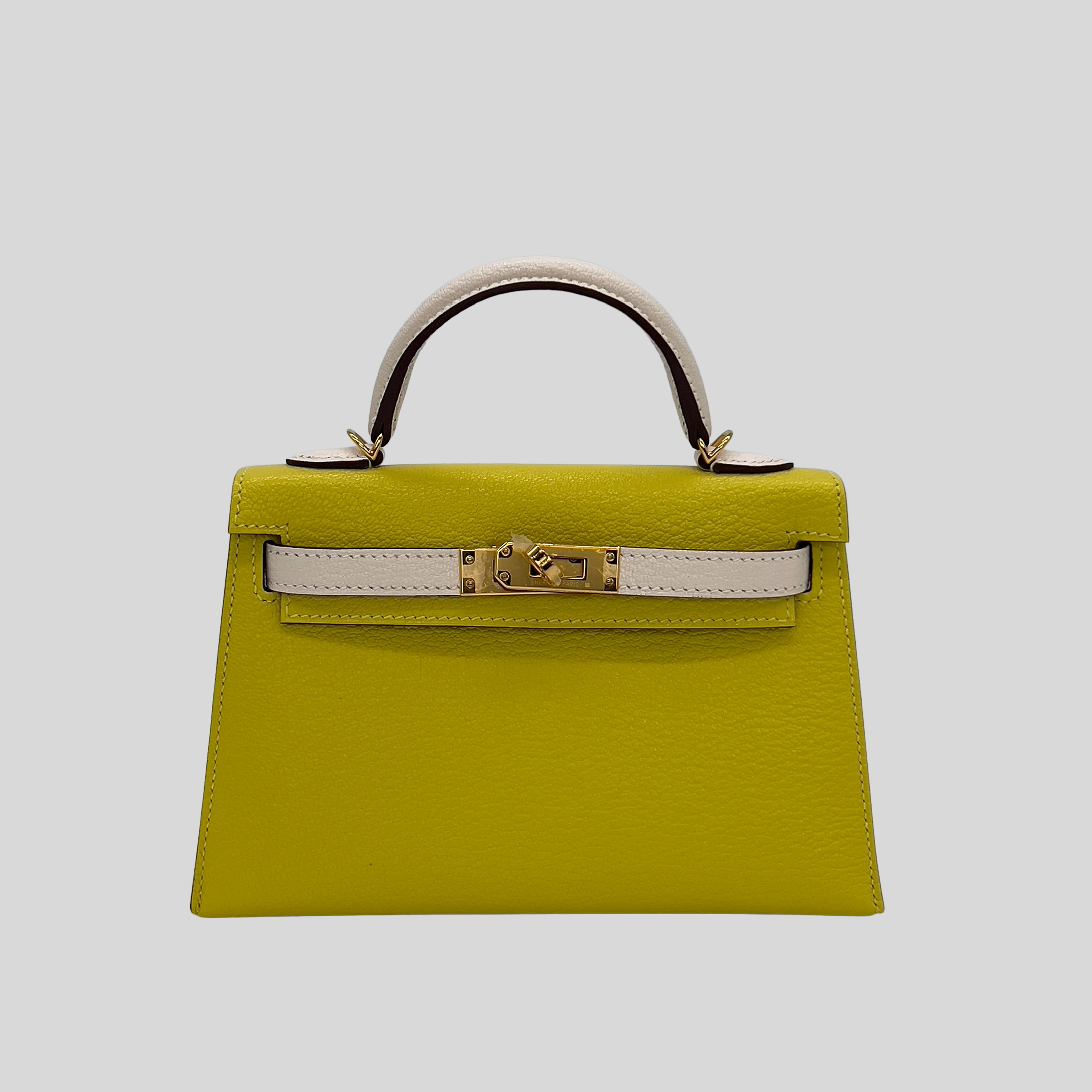 Hermès Mini Kelly Lime & Nata Chèvre Gold Hardware