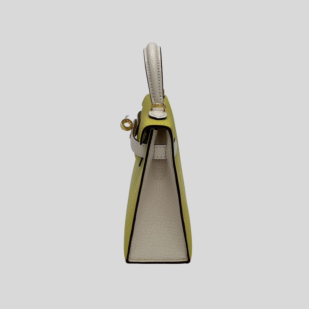 Hermès Mini Kelly Lime & Nata Chèvre Gold Hardware