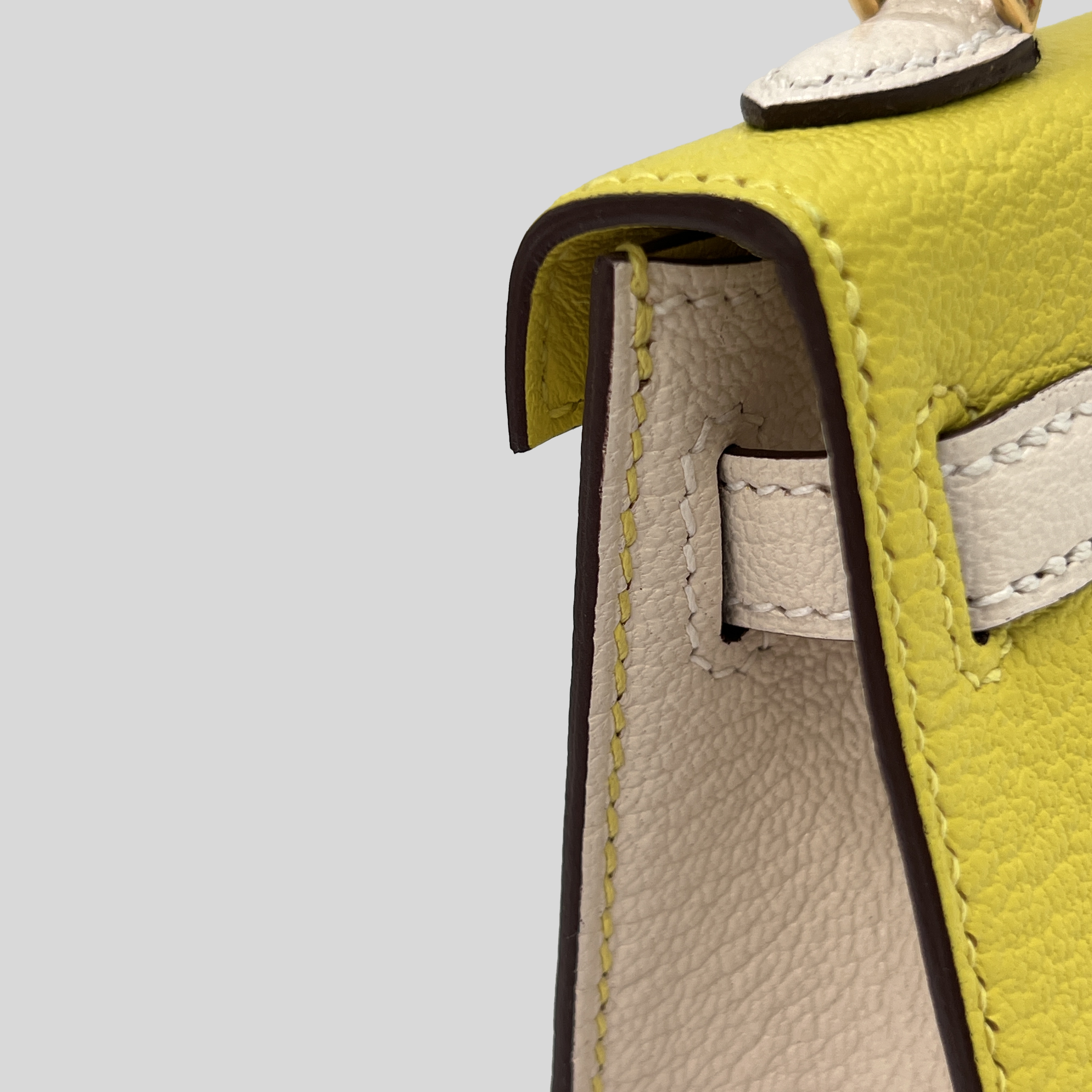 Hermès Mini Kelly Lime & Nata Chèvre Gold Hardware