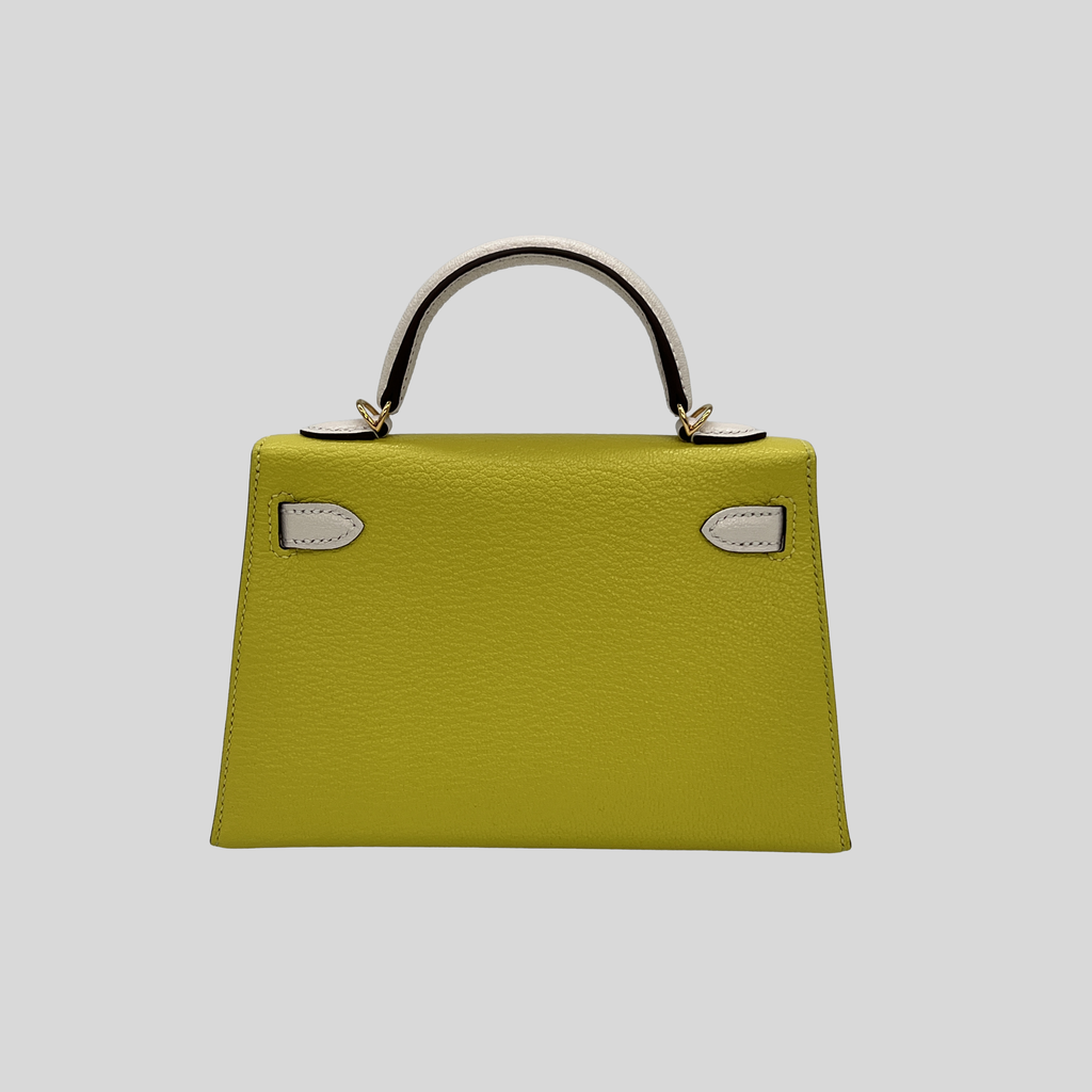 Hermès Mini Kelly Lime & Nata Chèvre Gold Hardware