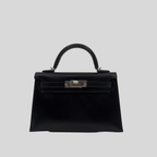 Hermès Mini Kelly Noir (Black) Box Leather Palladium Hardware
