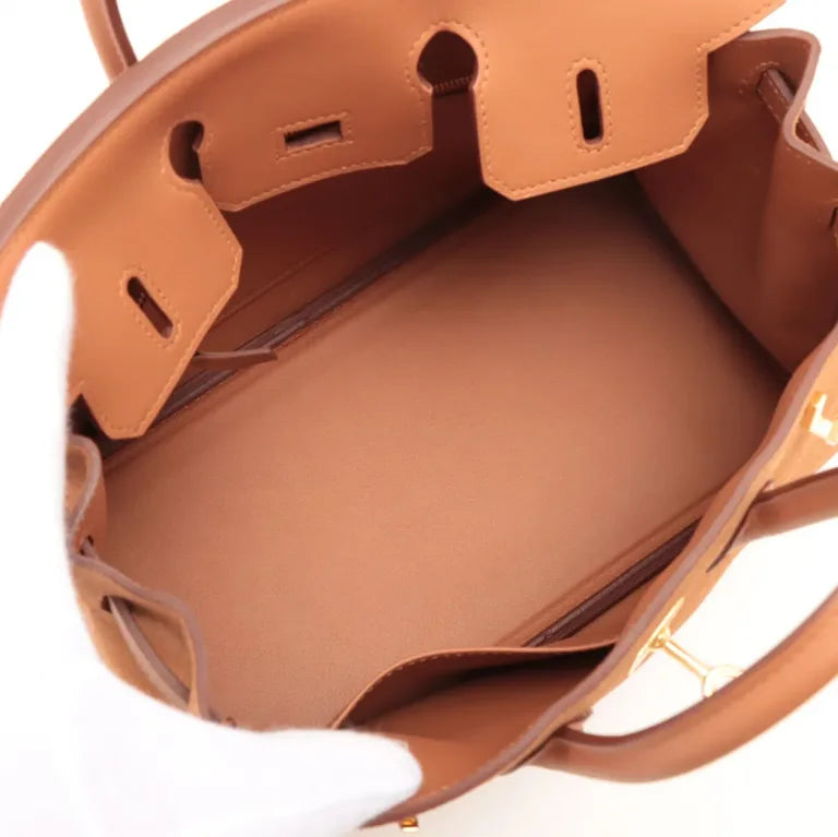 Hermès Birkin 25 Gold Grizzly Suede and Swift Leather Gold Hardware