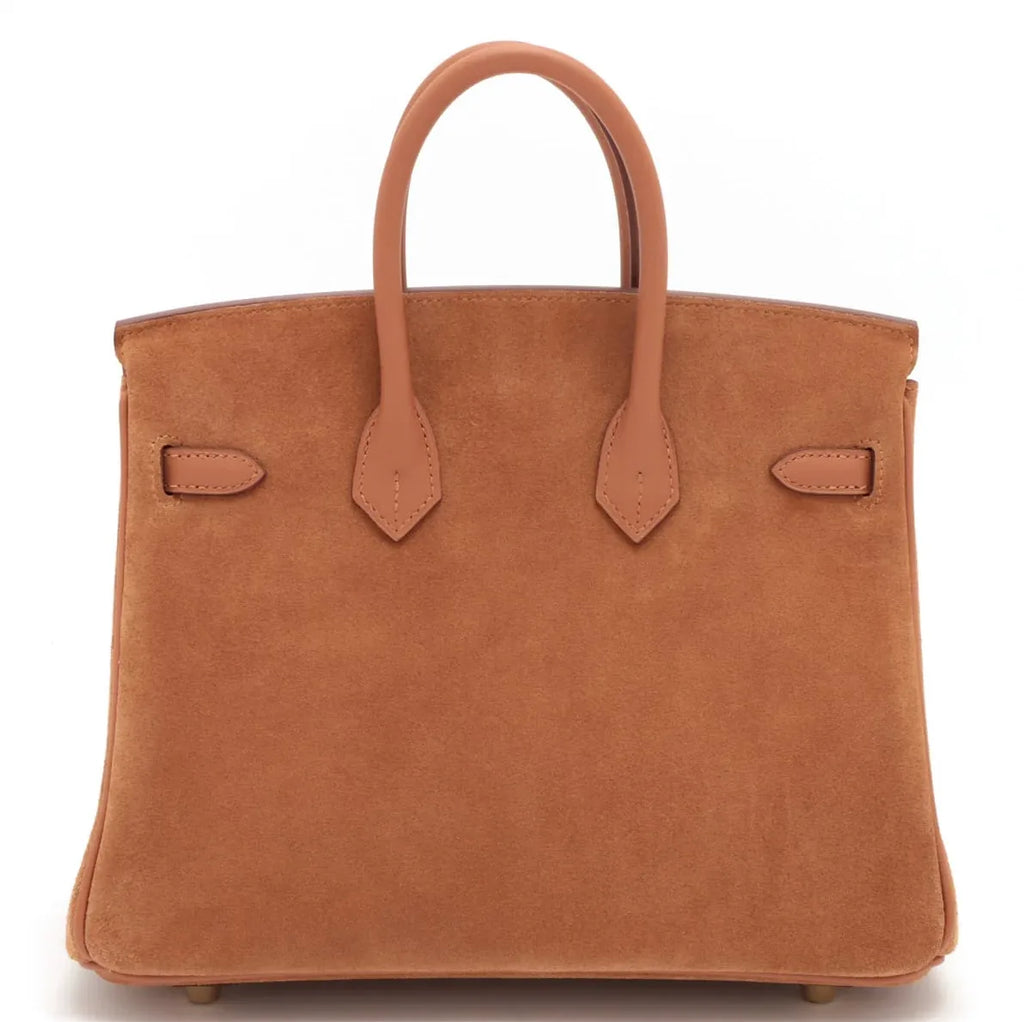 Hermès Birkin 25 Gold Grizzly Suede and Swift Leather Gold Hardware