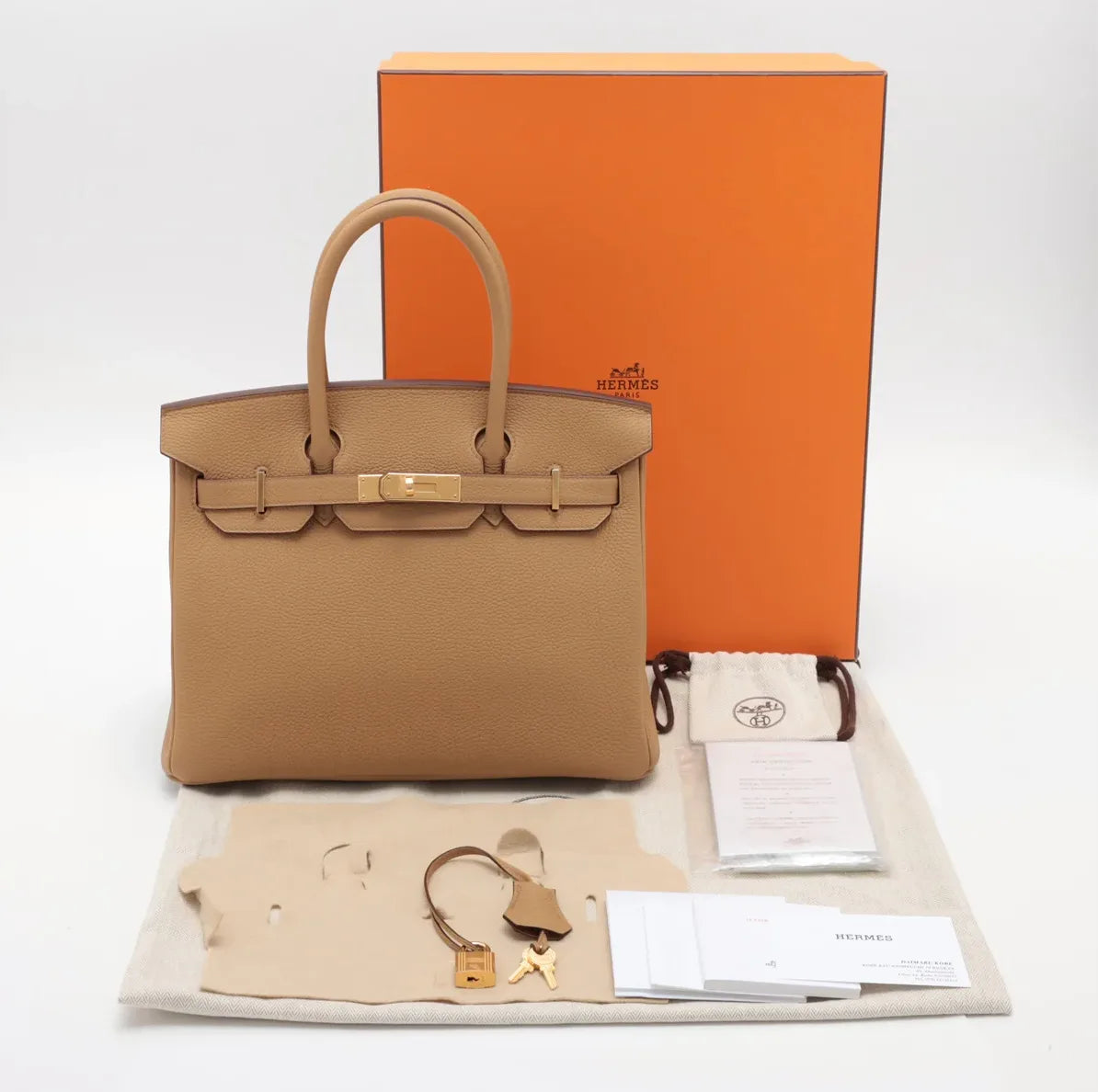 Hermès Birkin 30 Biscuit Togo Leather Gold Hardware