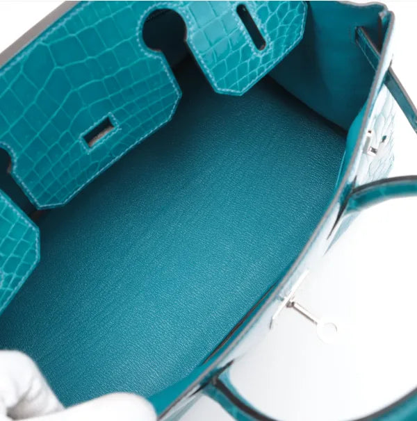 Hermès Birkin 30 Bleu Izmir Niloticus Crocodile Leather Palladium Hardware