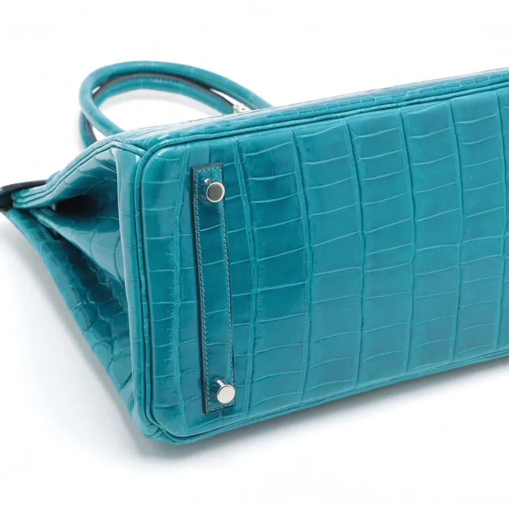 Hermès Birkin 30 Bleu Izmir Niloticus Crocodile Leather Palladium Hardware