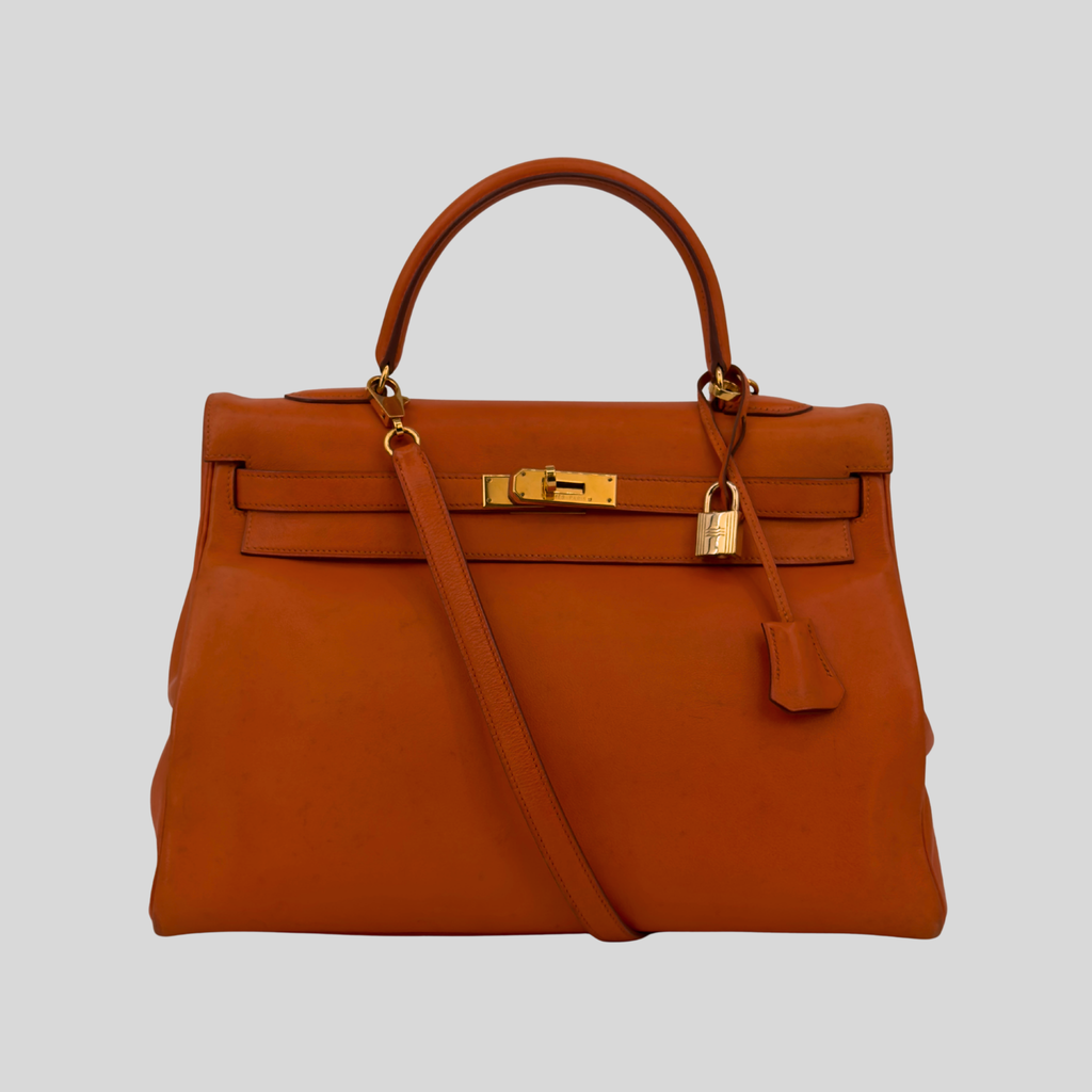 Hermès Kelly 35 Orange Gulliver Leather Gold Hardware | Randolph Goods