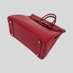 Hermès HAC 32 Rouge Vif Ostrich Palladium Hardware | Randolph Goods