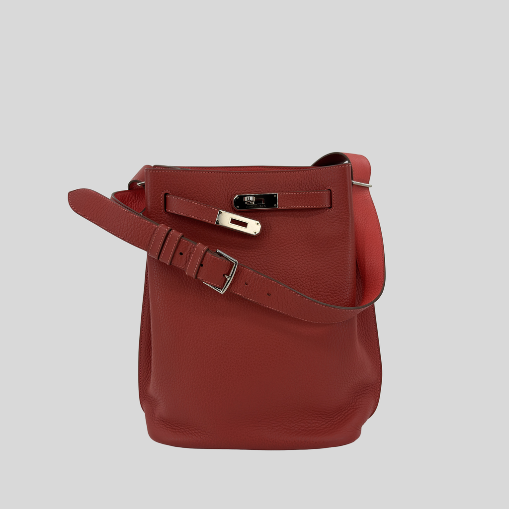 Hermès So Kelly 22 Sanguine / Capucine Togo Palladium Hardware