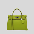 Hermès Kelly 35 Verso Candy Collection Kiwi / Vert Olive Epsom Palladium Hardware