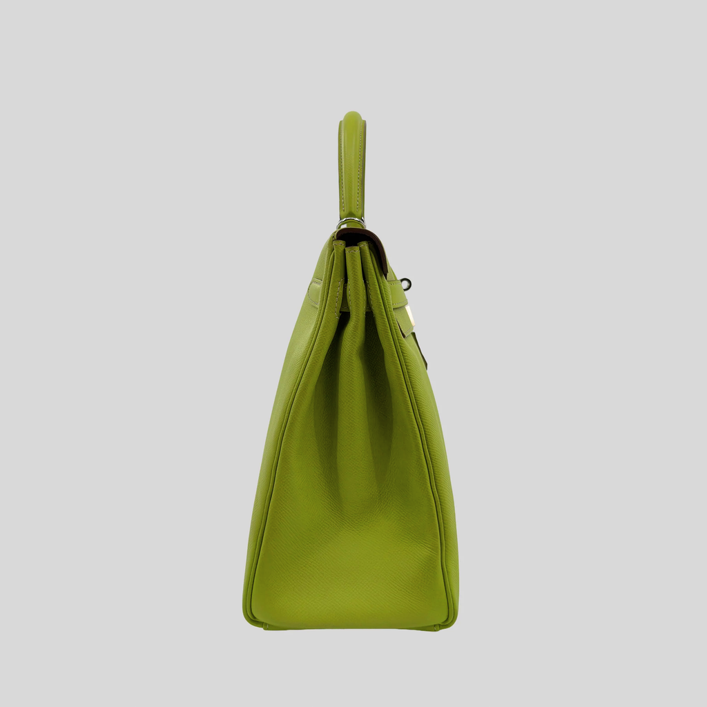 Hermès Kelly 35 Verso Candy Collection Kiwi / Vert Olive Epsom Palladium Hardware