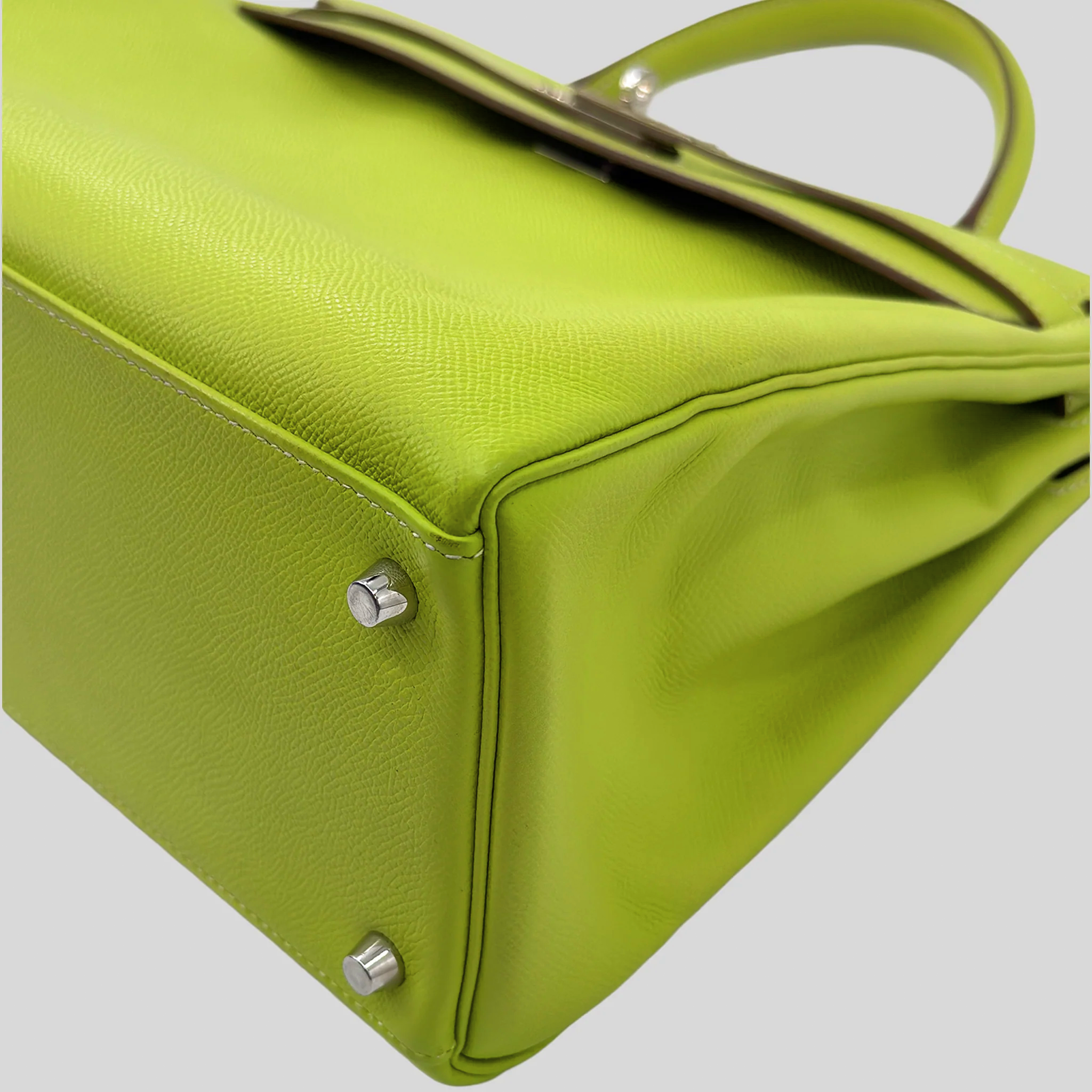 Hermès Kelly 35 Verso Candy Collection Kiwi / Vert Olive Epsom Palladium Hardware