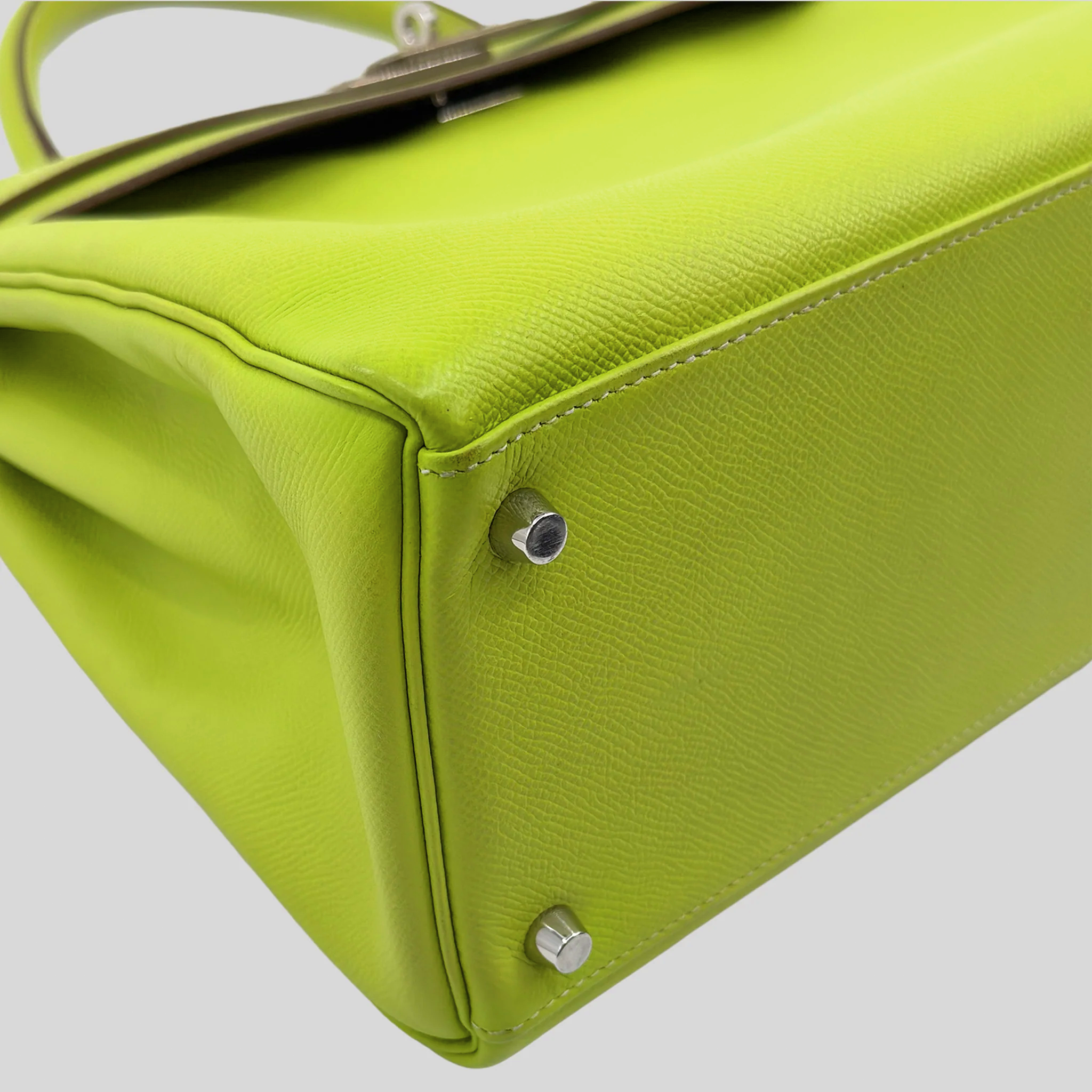 Hermès Kelly 35 Verso Candy Collection Kiwi / Vert Olive Epsom Palladium Hardware