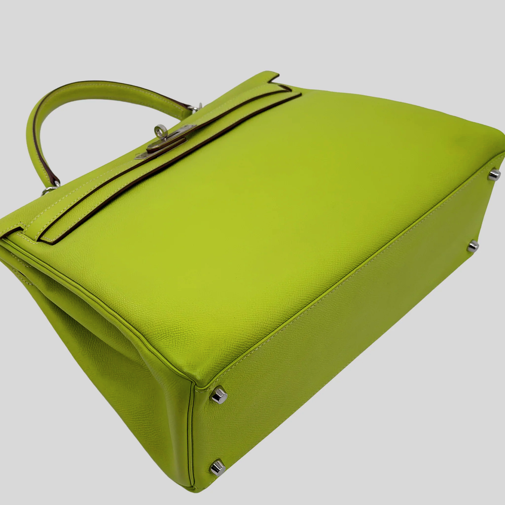 Hermès Kelly 35 Verso Candy Collection Kiwi / Vert Olive Epsom Palladium Hardware