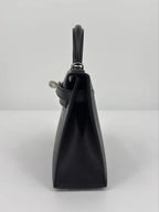Hermès Mini Kelly “Cheval De Bois” Black Tadelakt Leather and Wood Marquetry Palladium Hardware