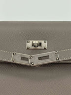 Hermès Kelly 35 Verso Étain / Bleu Thalassa Epsom Palladium Hardware