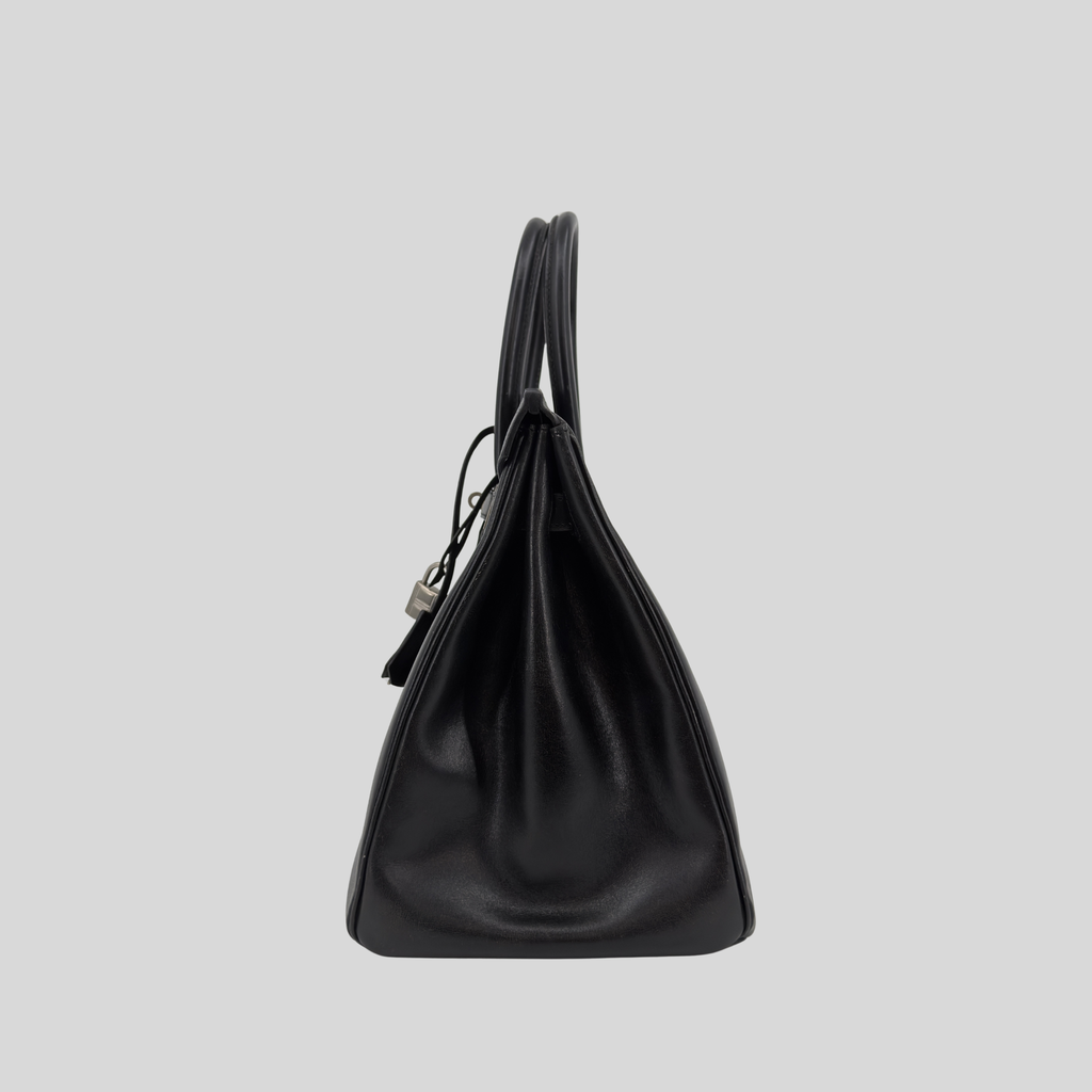 Birkin 35 Black Box Leather Brushed Palladium Hardware | Randolph Goods