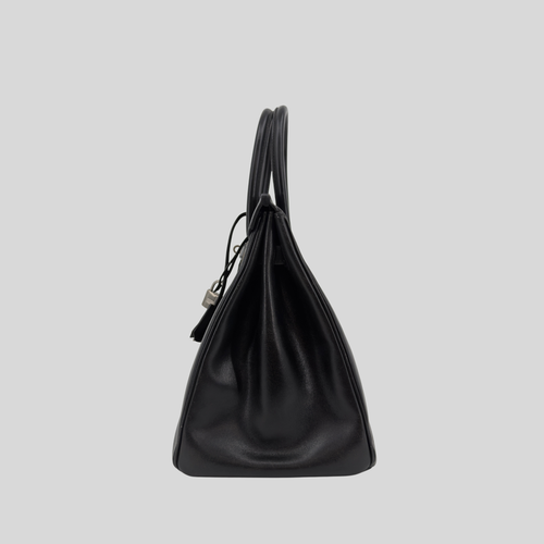 Birkin 35 Black Box Leather Brushed Palladium Hardware | Randolph Goods