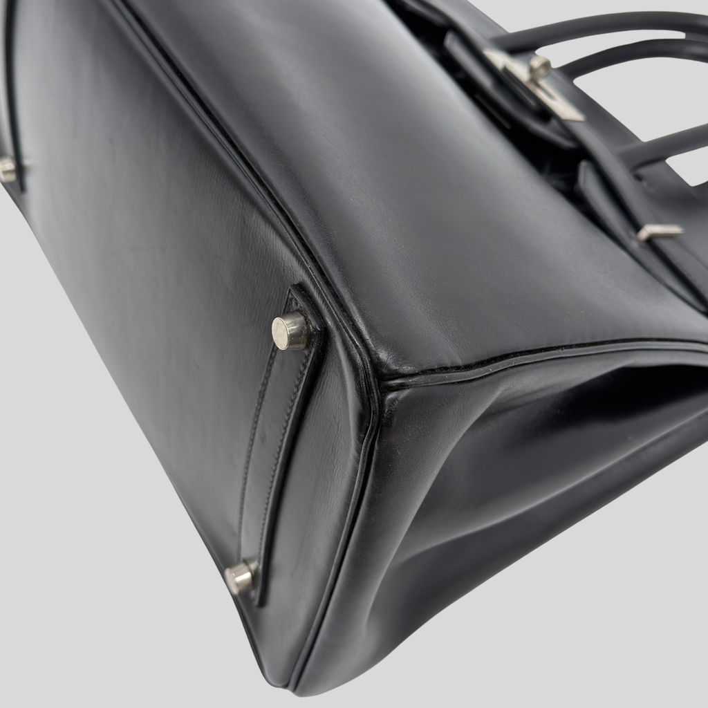 Birkin 35 Black Box Leather Brushed Palladium Hardware | Randolph Goods