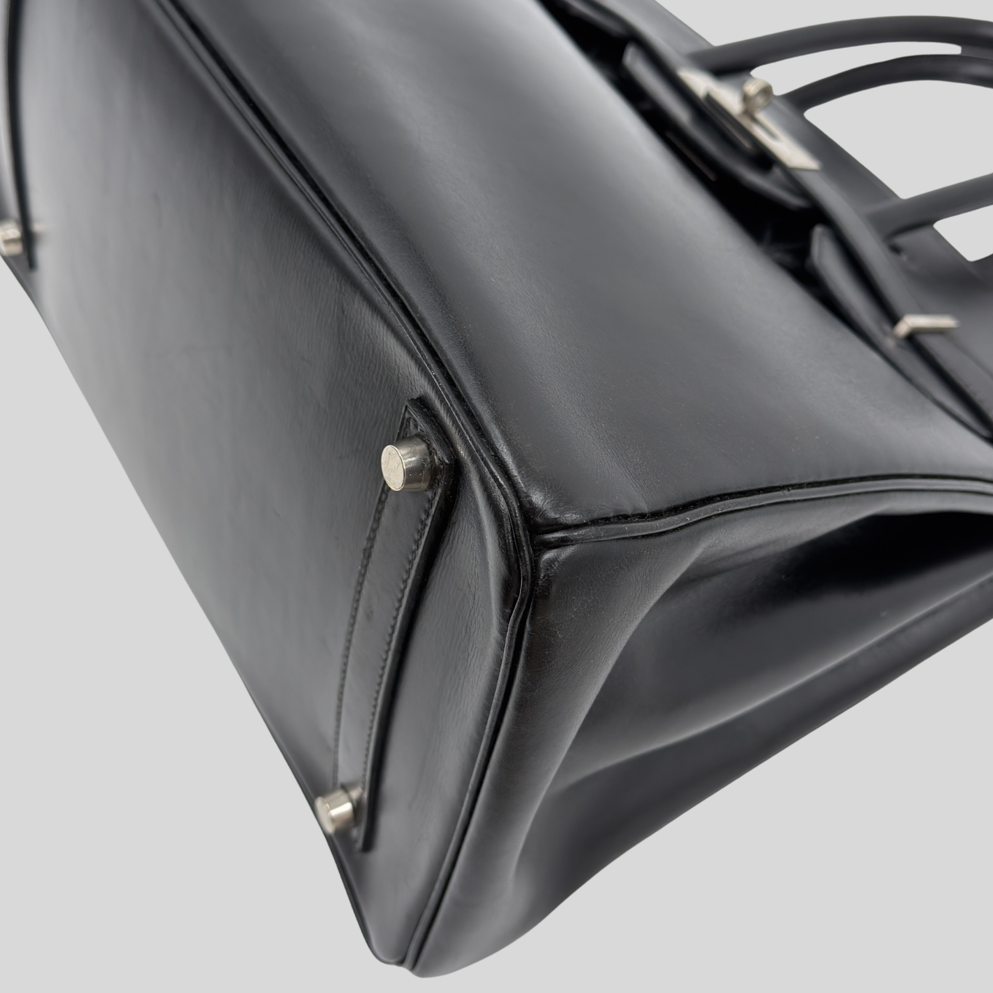 Birkin 35 Black Box Leather Brushed Palladium Hardware | Randolph Goods