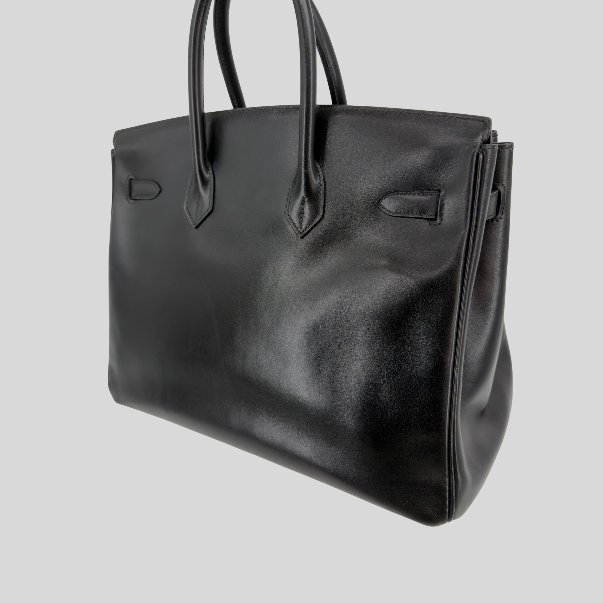 Birkin 35 Black Box Leather Brushed Palladium Hardware | Randolph Goods