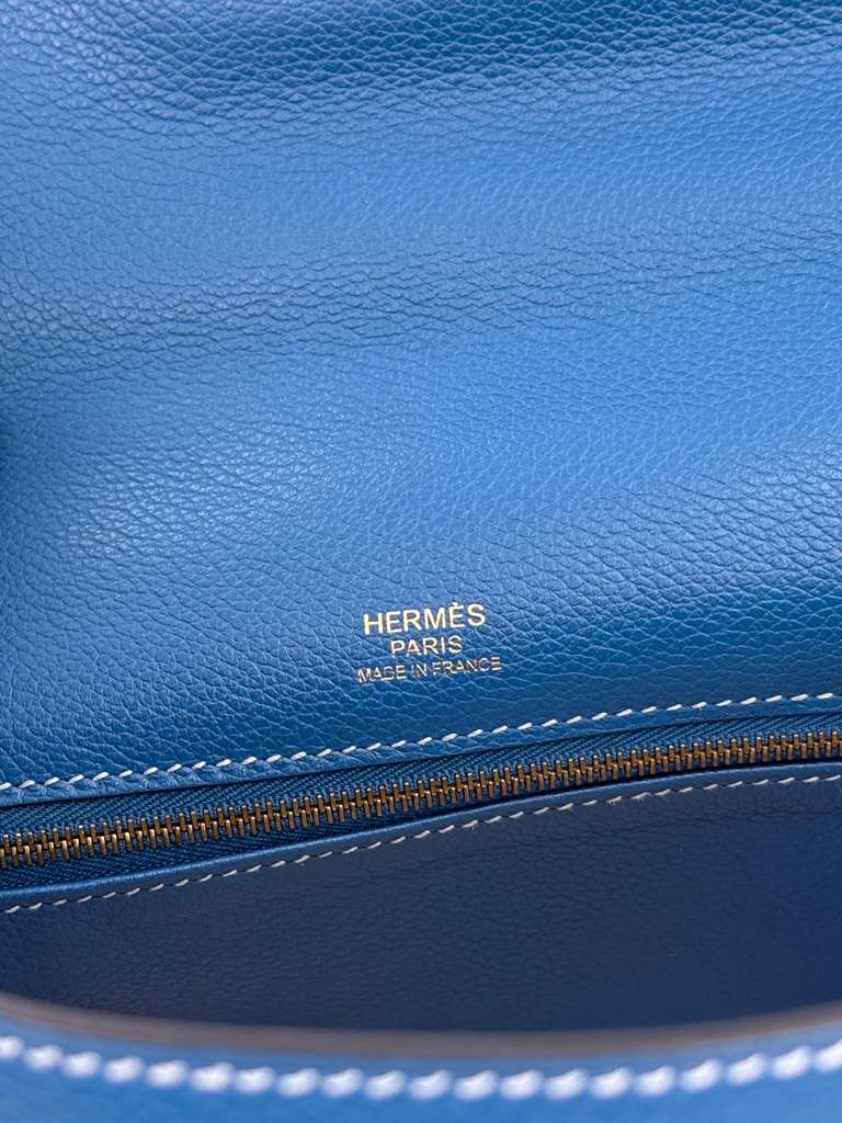 Kelly 32 Limited Edition Bleu de Galice Evercolor Leather and Ciel Veau Grizzly Suede  Permabrass Hardware