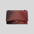 Chanel Classic Flap Maxi Ombre Degradé Pink Burgundy Lambskin Silver Hardware | Randolph Goods