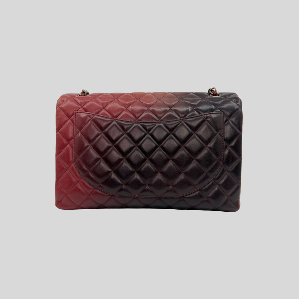 Chanel Classic Flap Maxi Ombre Degradé Pink Burgundy Lambskin Silver Hardware | Randolph Goods