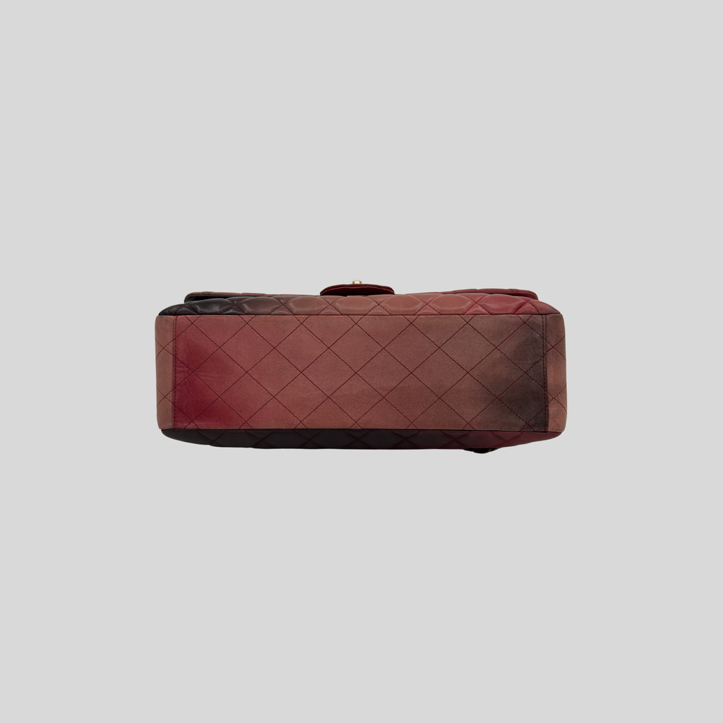 Chanel Classic Flap Maxi Ombre Degradé Pink Burgundy Lambskin Silver Hardware | Randolph Goods
