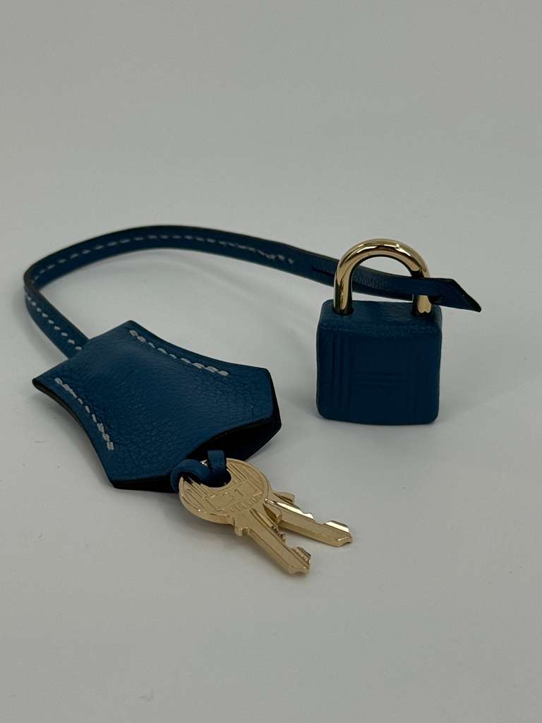 Kelly 32 Limited Edition Bleu de Galice Evercolor Leather and Ciel Veau Grizzly Suede  Permabrass Hardware