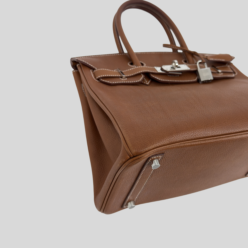 Hermès Birkin 30 Fauve Barenia Faubourg Palladium Hardware