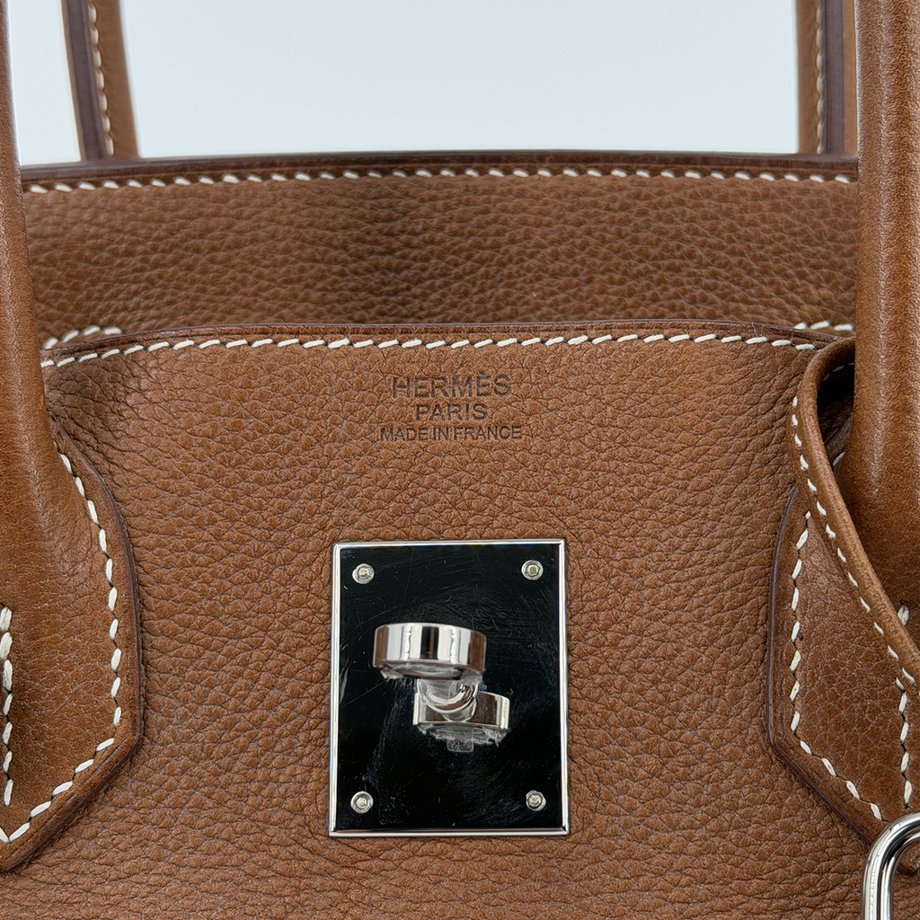 Hermès Birkin 30 Fauve Barenia Faubourg Palladium Hardware