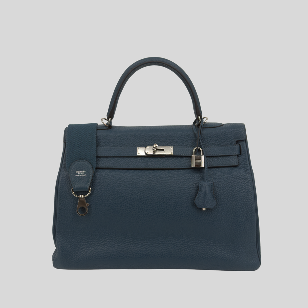 Randolph Goods | Hermès Kelly 35 Bleu Colvert Clemence Palladium Hardware