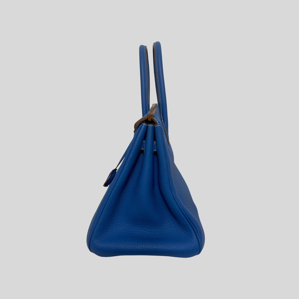 Randolph Goods | Hermès Birkin 35 Limited Edition “Éclat” Bleu Mykonos/Blanc Clemence Leather Palladium Hardware