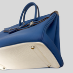 Randolph Goods | Hermès Birkin 35 Limited Edition “Éclat” Bleu Mykonos/Blanc Clemence Leather Palladium Hardware