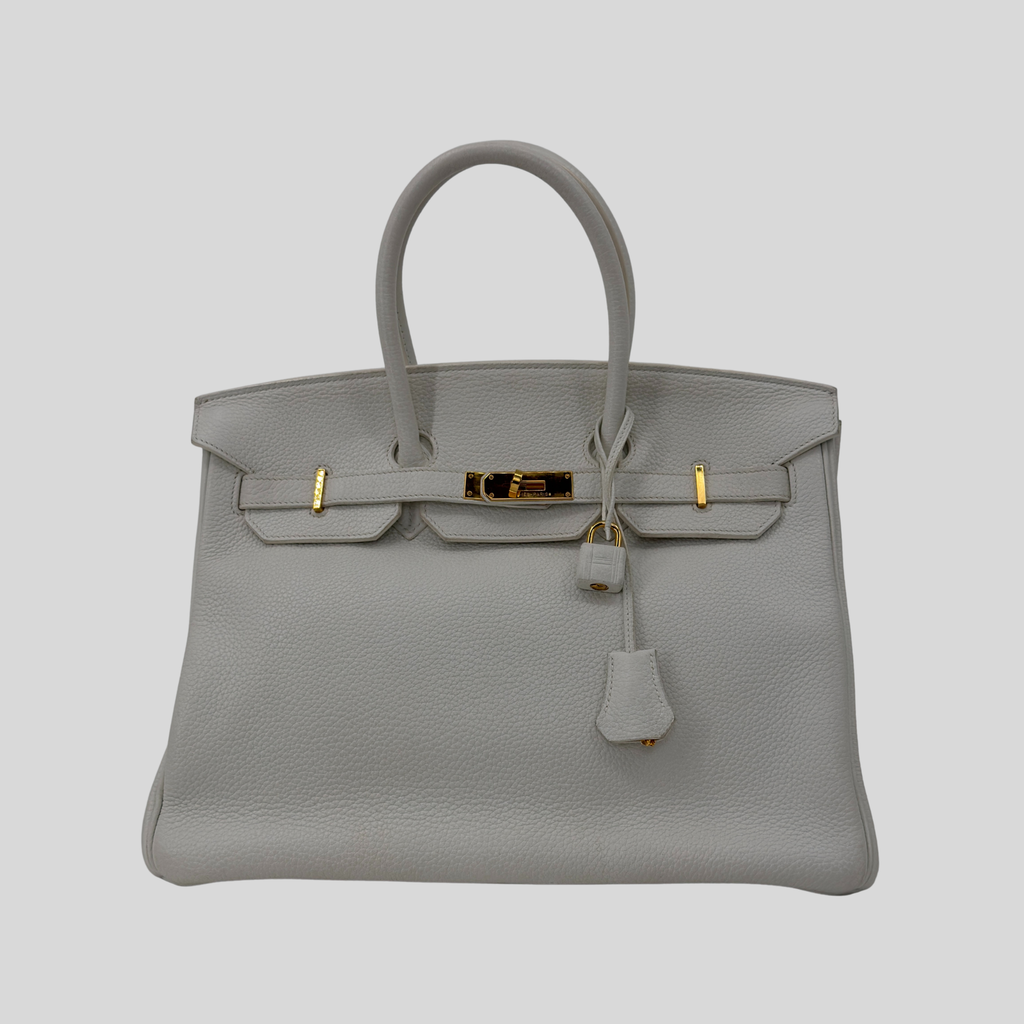Hermès Birkin 35 White Clemence Leather Gold Hardware